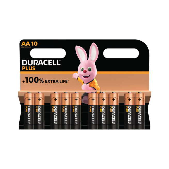 Plus AA Battery Alkaline 100% Extra Life 10 Pack