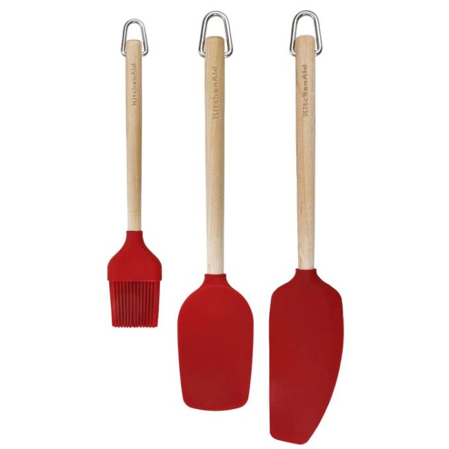 Birch Spatula Pastry Brush Red 3 Pack